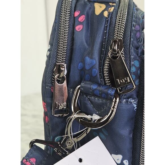 LUG Skeeter Crossbody Bag Purse Pet Paws Print Navy Blue RFID NWT - Picture 4 of 16